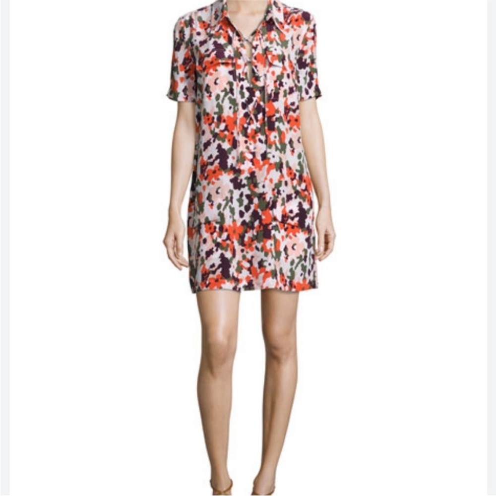 Equipment Women's Knox Camo Short-Sleeve Lace-Up Silk Dress